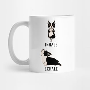 Boston Terrier Inhale Exhale Yoga Pose Mug